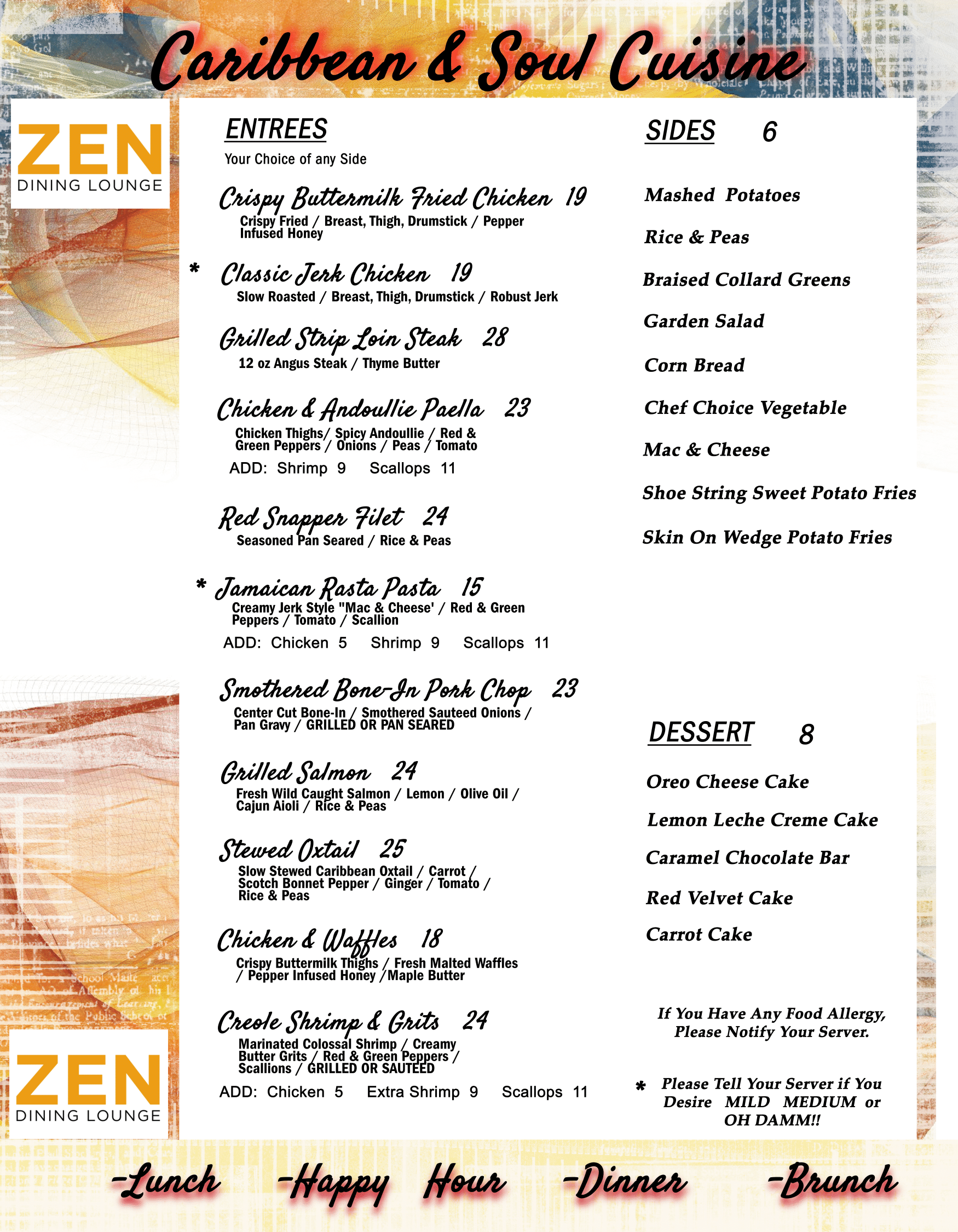 Menu Zen Dining Lounge   ZEN Dining Menu Entree Side Dessert 07 23 V4 1 